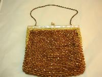 Vintage 50s Super Amber Gold Bead Lucite Frame Evening Handbag Fab!