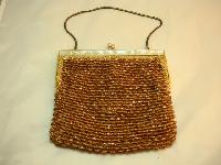Vintage 50s Super Amber Gold Bead Lucite Frame Evening Handbag Fab!