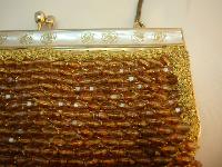 Vintage 50s Super Amber Gold Bead Lucite Frame Evening Handbag Fab!