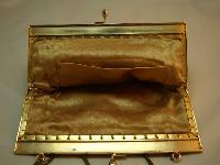 Vintage 50s Super Amber Gold Bead Lucite Frame Evening Handbag Fab!
