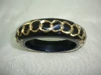 Stylish and Unusual Black and Clear Lucite Gold Chain Inset Bangle 