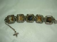 Vintage 60s Chunky Agate Brown and Cream Swirl Glass Bracelet Miracle