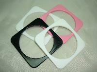 Vintage 80s Funky Set of Four White Black Pink Plastic Square Bangles