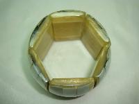 Vintage 50s Fab Wide Chunky Lucite Mother of Pearl Panel Bracelet 