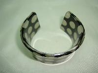 Quirky Black and Clear Spotty Acrylic Lucite Cuff Bangle Super Cute!
