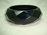 Stunning Black Chunky Diamond Cut Plastic Acrylic Wide Bangle Stylish