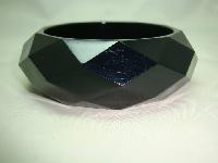 Stunning Black Chunky Diamond Cut Plastic Acrylic Wide Bangle Stylish