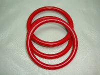 Vintage 70s Funky Set of Three Cherry Red Plastic Bangles Fun and Fab!