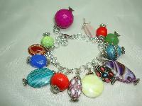 Fabulous One Off Design Multicoloured Glass and Lucite Charm Bracelet