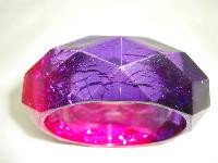 Fab Wide Pink Purple Crackle Effect Lucite Diamond Cut Facet Bangle