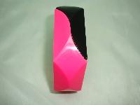 Vintage 80s Wide Neon Pink and Black Plastic Clamper Cuff Bangle