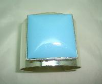 Contemporary Wide Turquoise Lucite Set Silvertone Cuff Bangle Stunning