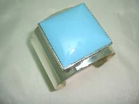 Contemporary Wide Turquoise Lucite Set Silvertone Cuff Bangle Stunning