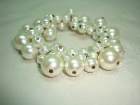 Vintage 50s Style Glass Faux Pearl Bead Dropper Style Stretch Bracelet