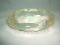 Attractive Chunky Clear Lucite Acrylic Diamand Cut Faceted Bangle Wow!