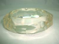 £16.00 - Attractive Chunky Clear Lucite Acrylic Diamand Cut Faceted Bangle Wow!