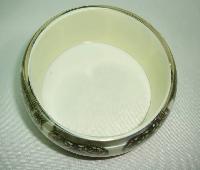 Fabulous Wide Chunky Cream and Gold Lace Inset Design Lucite Bangle