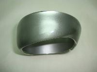 Fabulous Chunky Silver Grey  Lucite Acrylic Moonglow  Wide Bangle