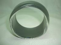 Fabulous Chunky Silver Grey  Lucite Acrylic Moonglow  Wide Bangle