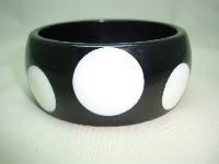 Quirky and Fun Chunky Wide Black and White Spot Plastic Bangle 
