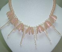 £30.00 - Vintage 70s Contemporary Pretty Pink Lucite Circles Drop Bead Necklace