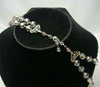 Vintage 50s Amazing 2 Row AB Coated Crystal Glass Bead Necklace