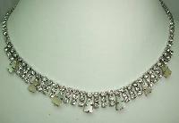 Vintage 50s Pretty Mother of Pearl and Diamante Drop Necklace 