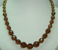 1950s Graduating Smokey Quartz Glass Bead Necklace WOW