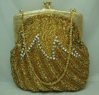 Vintage 50s AMAZING Gold Bead  Diamante Evening Handbag