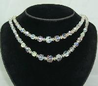 £20.00 - 1950s 2 Row Sparkling AB Crystal Glass Bead Necklace