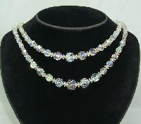 1950s 2 Row Sparkling AB Crystal Glass Bead Necklace