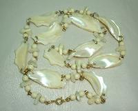 Vintage 50s Fab Chunky Mother of Pearl Irregular Shape Link Necklace