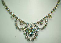 1950s Sparkling Green AB Diamante Cascade Drop Necklace