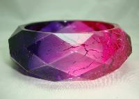 Fab Wide Pink Purple Crackle Effect Lucite Diamond Cut Facet Bangle