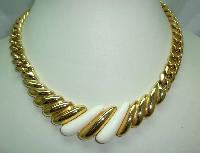 Vintage 80s Classy and Elegant Chunky Gold Link Cream Lucite Necklace
