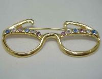 £11.00 - Vintage 80s Diamante Dame Edna Spectacles Brooch FUN!