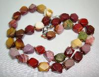 Beautiful Colourful Natural Agate Faceted Bead Hand Knotted Necklace