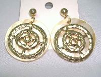 Vintage 50s Style Large MOP & Gold Disk Earrings NEW!
