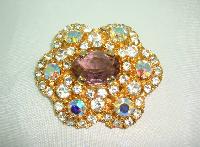 1950s AMAZING AB & Purple Diamante Flower Shaped Brooch