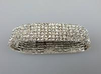 Glamorous Vintage 50s Style Wide Sparkling Diamante Stretch Bracelet