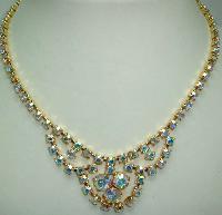 1950s Gorgeous Carnival AB Diamante Cascade Necklace