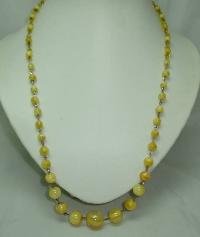 £104.00 - Vintage Art Deco Rolled Gold Link Yellow Star Glass Bead Necklace WOW