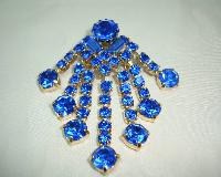 £24.00 - Vintage 50s Vibrant Blue Diamante Cascade Drop Brooch