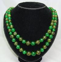 1950s 2 Row Green Lucite Confetti Glitter Bead Necklace