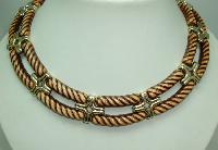 £20.00 - 1970s Very Attractive Wide Brown and Gold Lucite Collar Necklace MINT!