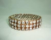 Vintage 50s Sparkling Wide 3 Row Expandable Diamante Goldtone Bracelet