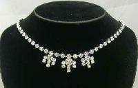 Vintage 50s Sparkling Diamante Flower Drop Necklace 