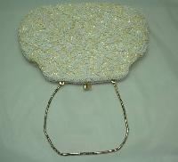 Vintage 50s Lovely Cream Sequin & Bead Evening Handbag 