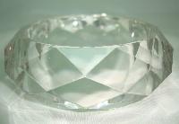 1950s Style Wide Chunky Clear Lucite Faceted Bangle WOW