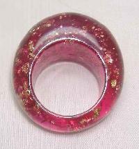 Vintage 50s Sparkling Pink Lucite Confetti Domed Ring